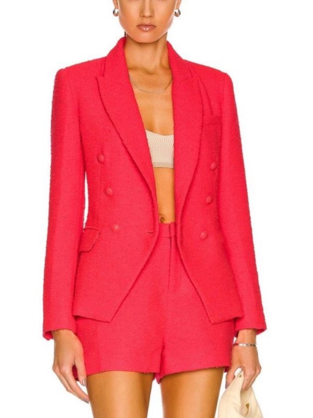 L'AGENCE Kenzie Double Breasted Blazer Jacket Neon Pink Coral Sz 00